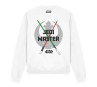 (L, White) Star Wars Unisex Adult Jedi Master Dad Lightsaber Sweatshirt