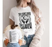 (L, white) They Didn't Burn Witches They Burned Women T-Shirt Feminist Witch T Shirt Short Sleeve Graphic Tees Women's Rights Tshirt Tops
