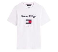(L, White) Tommy Hilfiger Mens Flag Embroidered T-Shirt