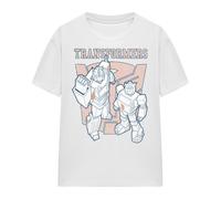 (L, White) Transformers Womens/Ladies Generations Optimus Prime & Bumblebee Collegiate T-Shirt
