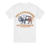 (L, White) Yellowstone Mens Dutton Ranch Buffalo T-Shirt