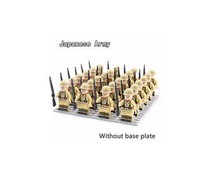 (L Without base plate) 24pcs/lot WW2 Military Soldier Array Soviet US UK China Building Blocks Bricks Figures Children's War Mini Toys Christmas Gifts