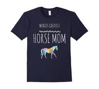 (L) Worlds Greatest Horse Mom TShirt Graphic Love Horses Tee-Father's Day