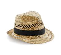 (L/XL) Beechfield Unisex Handmade Straw Summer Trilby Beach Festival Sun Holiday Hat