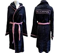 (L-XL, Black) BlackPink Unisex Adult Logo Dressing Gown