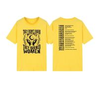 (L, yellow) They Didn't Burn Witches They Burned Women T-Shirt Feminist Witch T Shirt Short Sleeve Graphic Tees Women's Rights Tshirt Tops