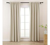 L.Z.E Beige Blackout Curtains for Bedroom Pencil Pleat 100% Black Out Drapes for Kitchen Bay Window Short Pinch Pleat Curtains for Dining Room 57 Inch Drop 145 cm Length Thermal Windproof