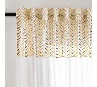 L.Z.E Gold and White Sheer Curtains for Living Room 84 Inch Drop Pencil Pleat & Rod Pocket Gold Curtains & Drapes for Bedroom 213 cm Long Transparent Window Sheers with Tiebacks
