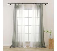 L.Z.E Grey White Voile Curtains for Living Room, Pencil Pleat Light Gray Ombre Sheer Curtains & Drapes for Bedroom Kitchen Bay Windows, Transparent, 90 Inch Drop 225 cm Long Colour Gradient