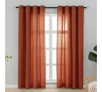 L.Z.E Light Filtering Curtains 72 Inch Length 2 Panels Set Burnt Orange Privacy Non-See-Through Semi Sheer Curtains for Living Room Bedroom Nursery Grommet Top Solid Window Panels (55" W x 72" L)