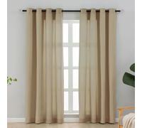 L.Z.E Non-See-Through Curtains Sand Beige, Cotton-Look Light Filtering Privacy Curtains for Living Room Bedroom Windows, 90 Inch Drop 225cm Long Curtain, 2 Panels Set, Translucent, Eyelet Top, Thin