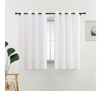 L.Z.E Non-See-Through Curtains White, Short Cotton-Look Privacy Sheer Curtains for Living Room Bedroom Bay Windows, 69 Inch Drop 175cm Long Light Filtering Curtains, 2 Panels Set, Eyelet Top Thin