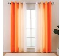 L.Z.E Orange and White Ombre Privacy Curtains 84 Inches Long 2 Panels Set Orange Light Filtering Non-See-Through Curtains & Drapes for Living Room Bedroom Nursery Grommet Top (55" W x 84" L)