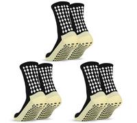 L04AYABY Grip Socks Soccer Mens Athletic Socks Non Slip Crew Socks for Men Cushioned Running Football Socks 1/3/4 Pack, 3 Pairs/Black, Large