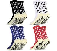 L04AYABY Non Slip Crew Socks Grip Soccer Socks Mens Athletic Socks for Men Cushioned Running Football Socks 1/3/4 Pack, 4 Pairs/Mixed Color, Medium-X-Large