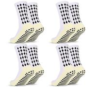 L04AYABY Non Slip Crew Socks Grip Soccer Socks Mens Athletic Socks for Men Cushioned Running Football Socks 1/3/4 Pack, 4 Pairs/White, Medium-X-Large