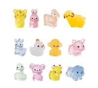 L0famy 12 Pcs Mini Resin Animals Mixed, Tiny Plastic Animals Cute And Colorful, Zodiac Miniature Resin Animal, Luminous Mini Animal Accessories For DIY Garden Landscape, Dollhouse, Home Decoration