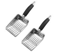 L0famy 2 Pcs Cat Litter Scoop, Stainless Steel Cat Litter Tray Scoop, Easy to Clean Sturdy Mesh Scooper, Suitable for Cats Litters Box, Large Holes Slot Pet Litters Shovel