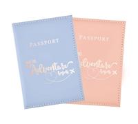 L0famy 2 Pcs Passport Holder Cover, PU Leather Passports Cover, Portable Passport Holder Travel Wallet for Women & Men, Travel Document Holders for Money, Boarding Passes, 14x10cm