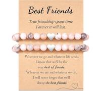 L0famy 2PCS Friendship Gifts Healing Bracelets Beads Women Bracelet, Natural Stone Healing Bracelet For Best Friend Bestie, Matching Bead Bracelets For Best Friends, 90s Accessories For Teen Girls