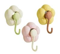 L0famy 3Packs Flower Hooks Plastic Suction, Colourful Suction Hooks for Bathroom, Powerful Vacuum Flower Suction-Cup Hook, Reusable Wall Hangers Holds for Room Kichen Bedroom Shower Suck Cup Hook