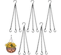 L0famy 5 Pcs Hanging Basket Chains 3 Point Heavy Duty,Flower Hanging Basket For Hanging Plants, Replacement Chain Flower Pot Chains for Hangings Baskets with Inch for Bird Feeders Planters(Black)