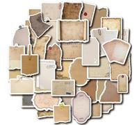 L0famy 80 Pcs Vintage Scrapbook Stickers, Retro Label Aesthetic Stickers for DIY Crafts, Brown, Art Deco, PVC, Waterproof, Indoor Use