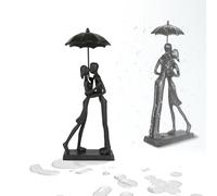 L0famy Couple Art Iron Sculpture for Bedroom, for Her His, Wedding Gifts Figurines Ornaments, Couple Under Umbrella Statue, Love Ornament Keepsake for Bookshelf, Fireplace, Desk