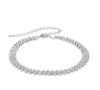 L0famy Glitter Choker Necklaces, Silver Crystal Diamond Row Necklaces, Sparkly Necklace Minimalist Party Prom Accessories Jewerly Chain Silver Rhinestone Necklace for Women