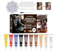 L0famy Leather Repair Kit 10 Colors, Car Filler Kit Include Textured Papers, Brush, Leather Scratch Repair, LeatherRestorer For Sofas, Car Seats, Furniture - Patch, Fill And Touch Up Scratches, Tears