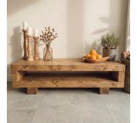 L120Xw44Xh25Cm Viot Low Solid Wood Chunky Tv Unit Dark Oak Colour