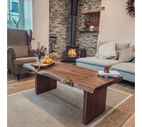 L120Xw60Xh35Cm Lina Chunky Live / Waney Edge Coffee Table In Walnut Colour