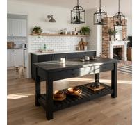 L120Xw72Cm Ironstead Black Kitchen Island / Breakfast Bar / Rustic Black Stained Island