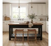 L130Xw44Cm Ironstead Mixed Colour Kitchen Island / Breakfast Bar / Rustic Cart And Island Black Carcass