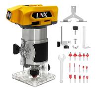 L1NXIXI Cordless Router Tool for Dewalt 20V battery, 800W Trim Router with 6 Variable Speeds, 30000 RPM Wood Routers for Woodworking, Cordless Compact Router with 12PCS 1/4” Router Bits (NO BATTERY)