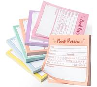 L1rabe Book Review Mini Sticky Notes - 6P Back to School Colorful Self-Stick Note Pads Reading Tracker for Book Lovers&Readers, 300 Sheets Small Notepads Reading Log Stickers for Bookish Bookworm Gift