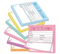 L1rabe Book Review Sticky Notes - 6P Back to School Colorful Cat Self-Stick Note Pads Reading Tracker for Book Lover Readers, 300 Sheets Kitten Memo Pads Reading Log Sticker for Bookworm Bookish Gift