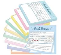 L1rabe Macaron Book Review Sticky Notes - 10P 100th Day of School Macaron Self-Stick Note Reading Tracker for Book Lover Readers, 500 Sheets Small Notepad Reading Log Sticker for Bookish Bookworm Gift