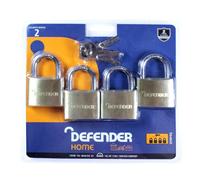 L27842 - DEFENDER Brass Open Shackle Padlock - 40mm KA 4 Pack