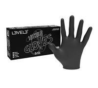 L3 L3VEL3 Professional Nitrile Gloves Black - XL | Latex-free disposable gloves, powder-free and puncture-resistant, snug fit for barber, salon or tattoo work, level3 gloves
