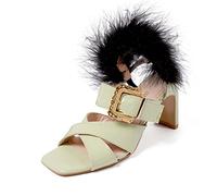 L37 HANDMADE SHOES Women's Bon Voyage Heeled Sandal, Green, 2 UK