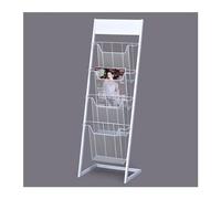 L3s9mPzVb4 Floor Standing Magazine Rack 4-Layer Brochure Display Stand Floor Standing Literature Magazine Rack Holder Newspaper for Products Exhibition Fairs Show(White)