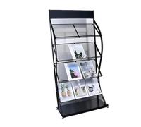 L3s9mPzVb4 Floor Standing Magazine Rack 4-tier Magazine Rack Newspaper Holder Floor-Standing Brochure Display Stand Bookshelf Literature for Exhibitions(Black)