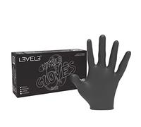 L3VEL3 Black Nitrile Gloves - Delivers Outstanding Protection - Puncture and Chemical Resistant - Touchscreen Compatible - Made of Synthetic Rubber - Provides Optimal Flexibility - Size XL - 100 pc