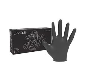 L3VEL3 Black Nitrile Gloves - Delivers Outstanding Protection - Puncture and Chemical Resistant - Touchscreen Compatible - Made of Synthetic Rubber - Provides Optimal Flexibility - Size S - 100 pc