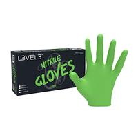L3VEL3 Lime Nitrile Gloves - Delivers Outstanding Protection - Puncture and Chemical Resistant - Touchscreen Compatible - Made of Synthetic Rubber - Provides Optimal Flexibility - Size M - 100 pc