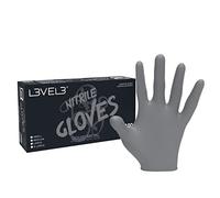 L3VEL3 Silver Nitrile Gloves - Delivers Outstanding Protection - Puncture and Chemical Resistant - Touchscreen Compatible - Made of Synthetic Rubber - Provides Optimal Flexibility - Size L - 100 pc