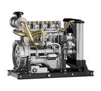 L4 Diesel Engine Model That Works, 300+pcs 1/10 DIY 4 Cylinder Simulated Electric Engine Mini Metal Inline Engine Model with Cooling System