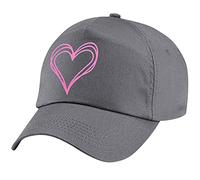 L4 Girl's Doodle Love Heart Baseball Cap Kids Scribble Pink Summer Hat (Graphite Grey, One Size)