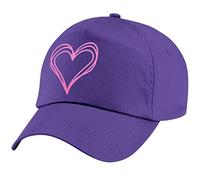 L4 Girl's Doodle Love Heart Baseball Cap Kids Scribble Pink Summer Hat (Purple, One Size)